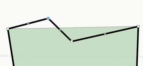 active node enabled for editing park shape, with boundary line moved