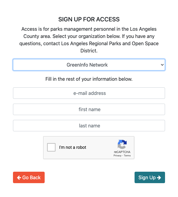 image of sign up form