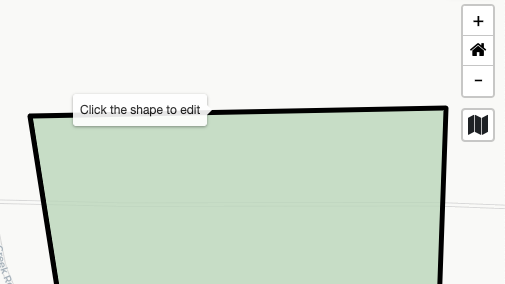 park shape on map with hover prompt to click for editing shape